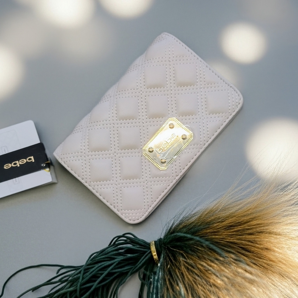 Bebe Quilted Wallet in Taupe